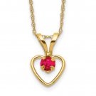 Children's July Ruby Birthstone Heart Necklace