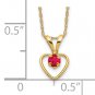 Children's July Ruby Birthstone Heart Necklace
