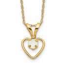 Children's October Opal Birthstone Heart Necklace