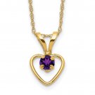 Children's February Amethyst Birthstone Heart Necklace