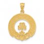 14K Yellow Gold Claddagh Leaf Pendant