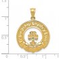 14K Yellow Gold Claddagh Leaf Pendant