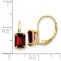 14K Yellow Gold Emerald Cut Garnet Leverback Earrings