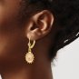 14K Two Tone Sunflower Dangle Leverback Earrings