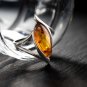 Sterling Silver Baltic Amber Elliptical Ring