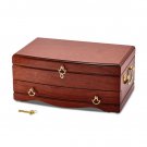 Matte Cherry Finish Bubinga Veneer 1-Drawer Locking Wood Jewelry Box