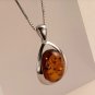 Sterling Silver Large Amber Necklace