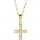 14K Yellow Gold Youth Cubic Zirconia Cross Necklace