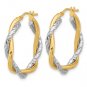 14K Two Tone Gold Twisted Hoop Earrings