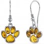 Sterling Silver Baltic Amber Paw Print Dangle Earrings