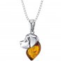 Sterling Silver Baltic Amber Dog Charm Pendant