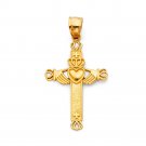 14K Yellow Gold Claddagh Cross Pendant