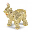Bejeweled Gold Tone Elephant Trinket Box