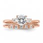 Sterling Silver Rose Gold-Plated Cubic Zirconia Engagement Ring & Band Set