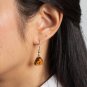 Sterling Silver Baltic Amber Trillion Shape Fishhook Earrings