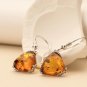 Sterling Silver Baltic Amber Trillion Shape Fishhook Earrings