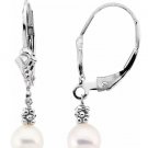 14K Yellow or 14K White Gold Freshwater Cultured Pearl Leverback Earrings