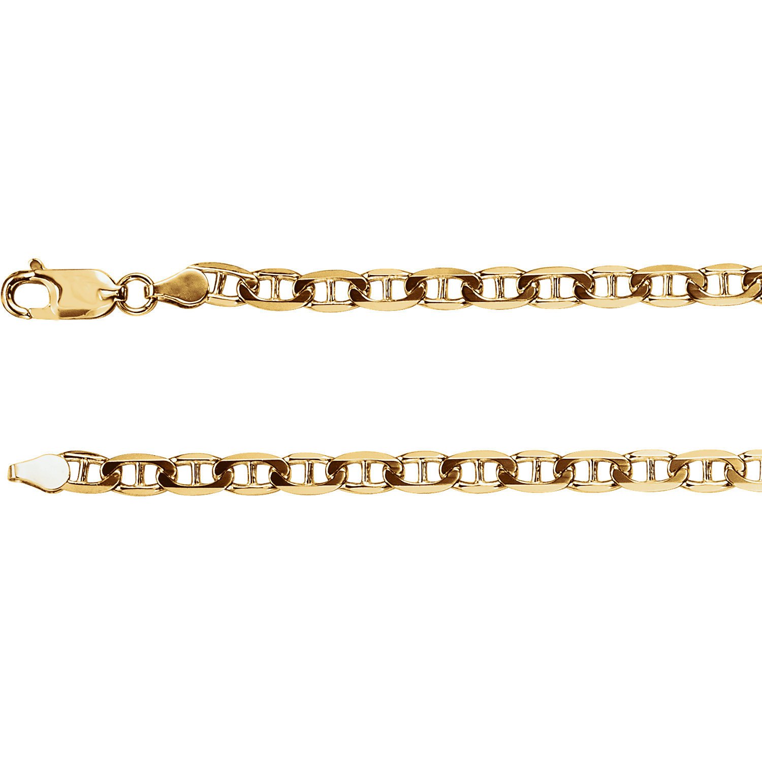 14K Solid Yellow Gold 4.5mm Anchor Chain
