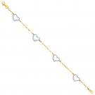 14K Two Tone Gold Heart Fashion Link Bracelet