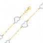 14K Two Tone Gold Heart Fashion Link Bracelet