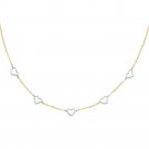 14K Two Tone Gold Heart Fashion Link Necklace