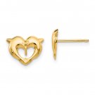 14K Yellow Gold Children's Heart Dolphin Earrings