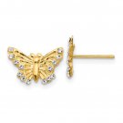 14K Yellow Gold Children's CZ Butterfly Post Earrings