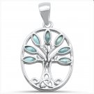 Sterling Silver Larimar Tree of Life Pendant