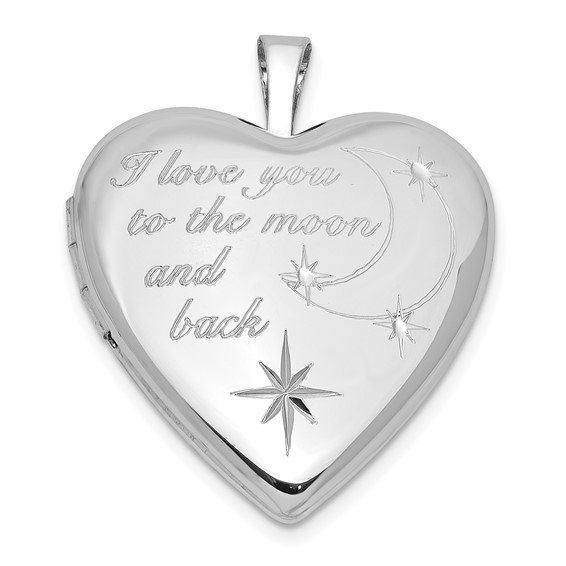 Sterling Silver I Love You To The Moon and Back Heart Locket