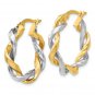 14K Two Tone Twisted Hoop Earrings