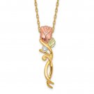 10K Tri-Color Black Hills Gold Rose with Diamond Necklace