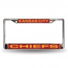 NFL Kansas City Chiefs Red Laser Chrome Acrylic License Plate Frame