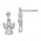 Sterling Silver and Cubic Zirconia Angel Dangle Earrings