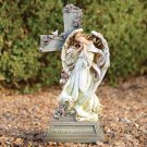 May You Find Comfort in the Arms of An Angel Resin Angel Cross Garden Statue