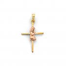 14K Two Tone Gold Boy or Girl First Communion Cross Pendant