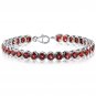 Sterling Silver Round Shape Garnet Bracelet