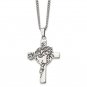 Stainless Steel Jesus Face Cross Pendant with 24" Curb Chain