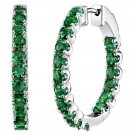 Sterling Silver Simulated Emerald Inside-Out Hoop Earrings