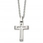 Stainless Steel Cut-Out Cross Pendant with 20" Cable Chain