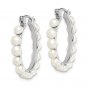 Sterling Silver 4-5mm White Button Freshwater Cultured Pearl Hoop Earrings