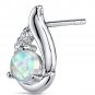 Sterling Silver 1.00 Carat Round Opal Earrings