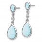 Sterling Silver Pear Shaped Larimar & CZ Teardrop Dangle Earrings