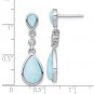 Sterling Silver Pear Shaped Larimar & CZ Teardrop Dangle Earrings