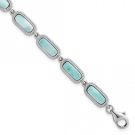 Sterling Silver 7.5 Inch Twisted Fancy Larimar Bracelet with .25" Extension