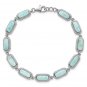 Sterling Silver 7.5 Inch Twisted Fancy Larimar Bracelet with .25" Extension