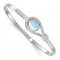 Sterling Silver Oval Larimar Cabochon Flexible Bangle Bracelet