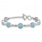 Sterling Silver Round Larimar Cabochon 8 Inch Toggle Bracelet