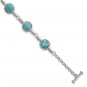 Sterling Silver Round Larimar Cabochon 8 Inch Toggle Bracelet