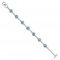 Sterling Silver Round Larimar Cabochon 8 Inch Toggle Bracelet