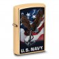 Zippo Brushed Brass United States Navy Color Image Lighter